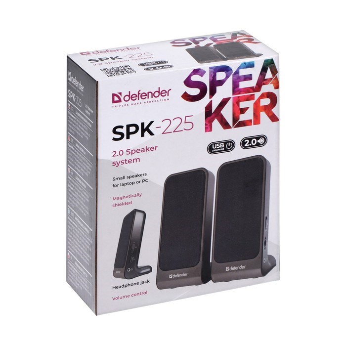 Компьютерные колонки 2.0 DEFENDER SPK-225, 2х2Вт, USB, черно-серые - фото 51363465 Компьютерные колонки 2.0 DEFENDER SPK-225, 2х2Вт, USB, черно-серые - фото 51363465