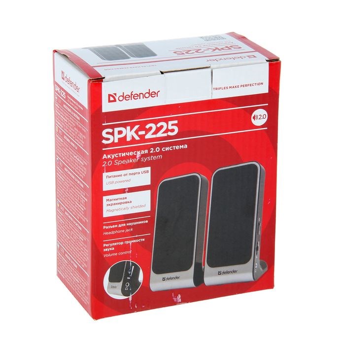 Компьютерные колонки 2.0 DEFENDER SPK-225, 2х2Вт, USB, черно-серые - фото 51363467 Компьютерные колонки 2.0 DEFENDER SPK-225, 2х2Вт, USB, черно-серые - фото 51363467