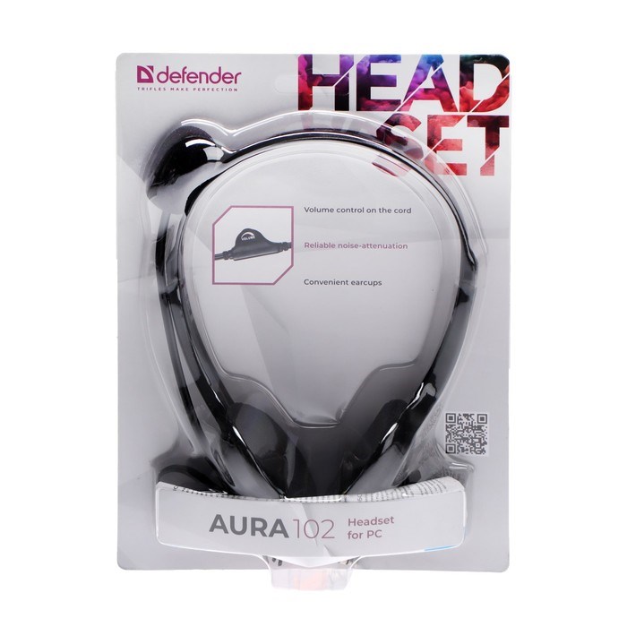 Наушники Defender Aura 102, компьютерные, микрофон, 85 дБ, 32 Ом, 3.5 мм, 1.8 м, чёрные - фото 51363478 Наушники Defender Aura 102, компьютерные, микрофон, 85 дБ, 32 Ом, 3.5 мм, 1.8 м, чёрные - фото 51363478