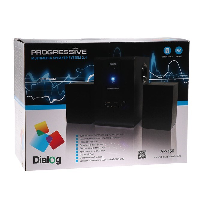 Компьютерные колонки 2.1 Dialog AP-150, 2 х 5Вт + 10Вт, MP3, пульт ДУ, 220В, черные - фото 51363511 Компьютерные колонки 2.1 Dialog AP-150, 2 х 5Вт + 10Вт, MP3, пульт ДУ, 220В, черные - фото 51363511