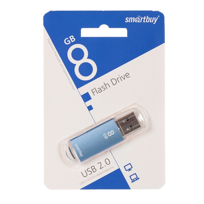 Флешка Smartbuy V-Cut, 8 Гб, USB2.0, чт до 25 Мб/с, зап до 15 Мб/с, синяя - фото 51363538 Флешка Smartbuy V-Cut, 8 Гб, USB2.0, чт до 25 Мб/с, зап до 15 Мб/с, синяя - фото 51363538