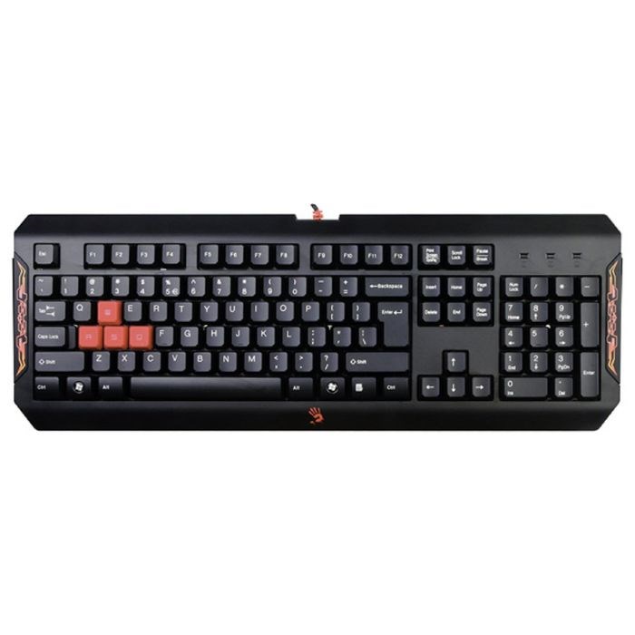 Клавиатура A4Tech Bloody Q100, игровая, проводная, мембранная, 104 клавиши, USB, чёрная - фото 51363721 Клавиатура A4Tech Bloody Q100, игровая, проводная, мембранная, 104 клавиши, USB, чёрная - фото 51363721