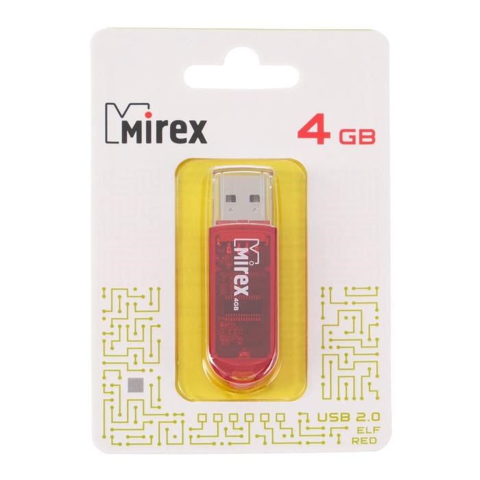Флешка Mirex ELF RED, 4 Гб, USB2.0, чт до 25 Мб/с, зап до 15 Мб/с, красная - фото 51363953 Флешка Mirex ELF RED, 4 Гб, USB2.0, чт до 25 Мб/с, зап до 15 Мб/с, красная - фото 51363953