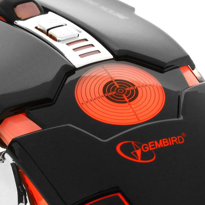 Мышь Gembird MG-530, игровая, проводная, 7 кнопок, подсветка, 3200 dpi, USB, чёрная - фото 51364308 Мышь Gembird MG-530, игровая, проводная, 7 кнопок, подсветка, 3200 dpi, USB, чёрная - фото 51364308