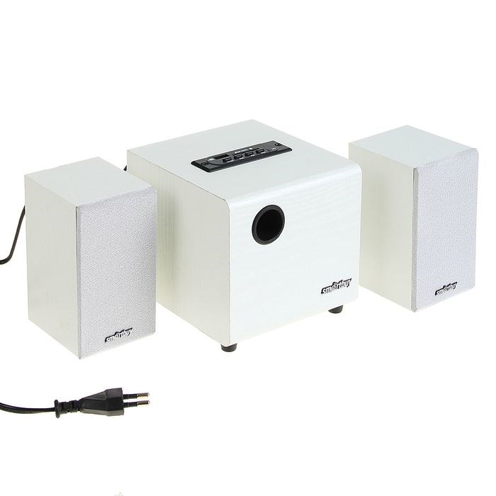 Компьютерные колонки 2.1 SmartBuy SPARTA SBA-210, 2х2 Вт+8 Вт, MP3, FM, 220 В, белые - фото 51364400 Компьютерные колонки 2.1 SmartBuy SPARTA SBA-210, 2х2 Вт+8 Вт, MP3, FM, 220 В, белые - фото 51364400