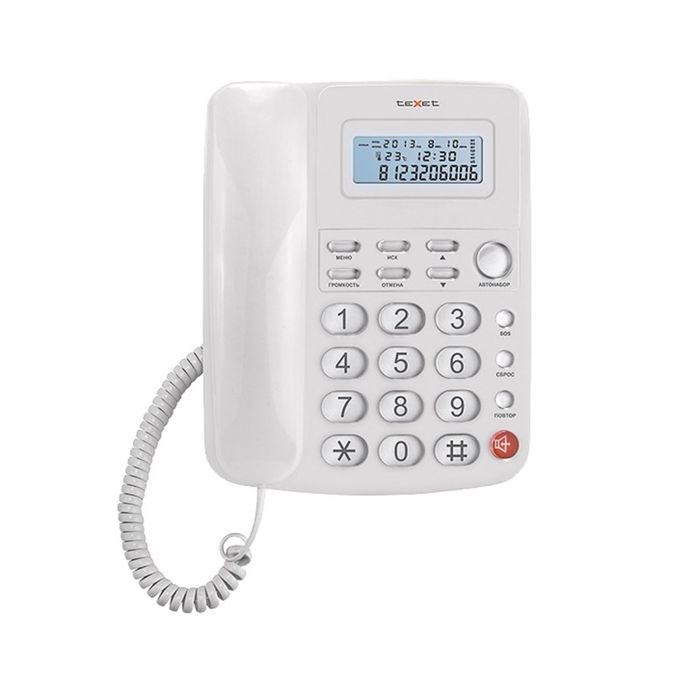 Телефон Texet TX 250, проводной, встроенный дисплей, белый - фото 51364657 Телефон Texet TX 250, проводной, встроенный дисплей, белый - фото 51364657