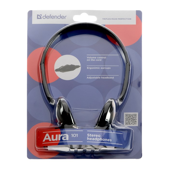 Наушники Defender Aura 101, накладные, 85 дБ, 32 Ом, 3.5 мм, 1.8 м, черный - фото 51364668 Наушники Defender Aura 101, накладные, 85 дБ, 32 Ом, 3.5 мм, 1.8 м, черный - фото 51364668