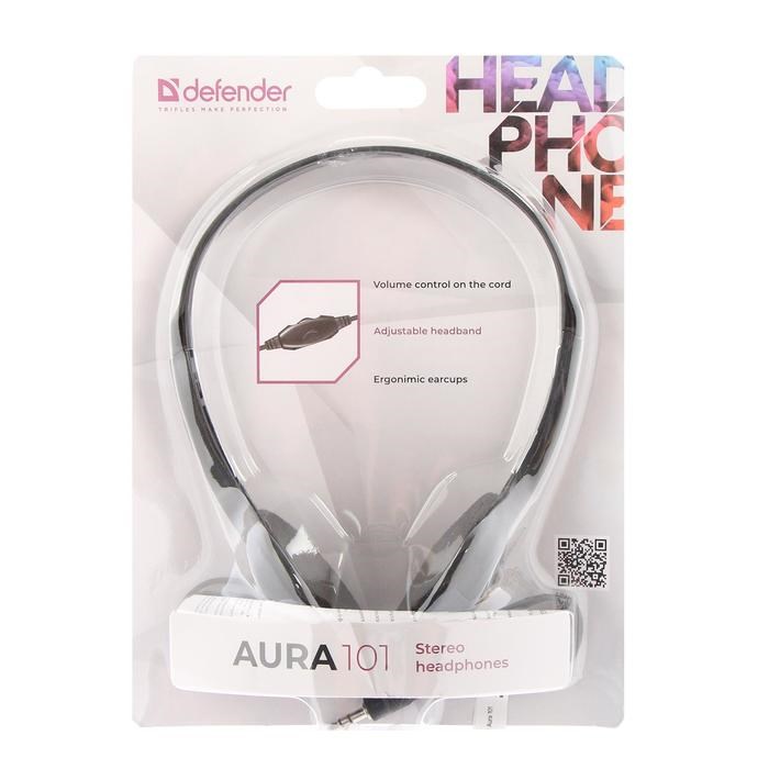 Наушники Defender Aura 101, накладные, 85 дБ, 32 Ом, 3.5 мм, 1.8 м, черный - фото 51364671 Наушники Defender Aura 101, накладные, 85 дБ, 32 Ом, 3.5 мм, 1.8 м, черный - фото 51364671