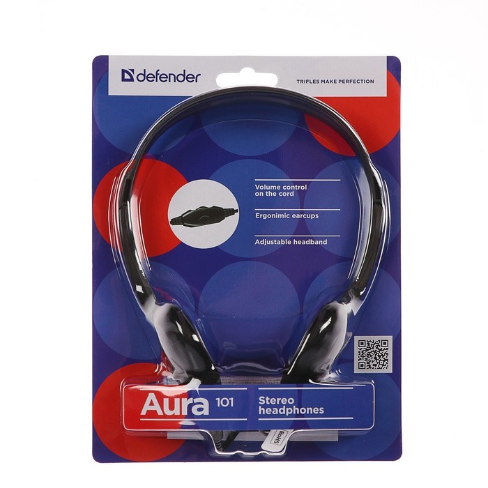 Наушники Defender Aura 101, накладные, 85 дБ, 32 Ом, 3.5 мм, 1.8 м, черный - фото 51364673 Наушники Defender Aura 101, накладные, 85 дБ, 32 Ом, 3.5 мм, 1.8 м, черный - фото 51364673