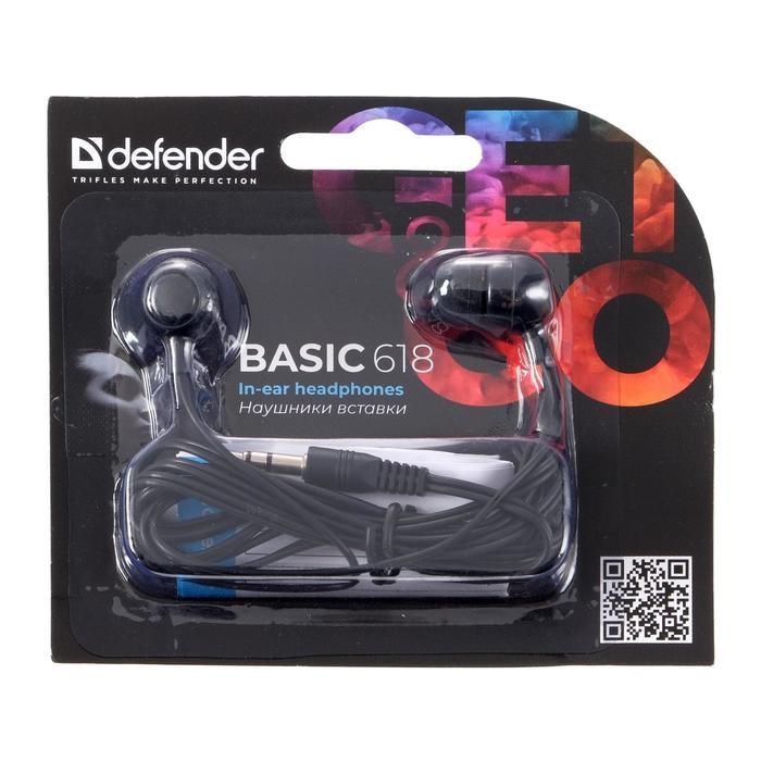 Наушники Defender Basic 618, вакуумные, 95 дБ, 32 Ом, 3.5 мм, 1.1 м, черные - фото 51364678 Наушники Defender Basic 618, вакуумные, 95 дБ, 32 Ом, 3.5 мм, 1.1 м, черные - фото 51364678