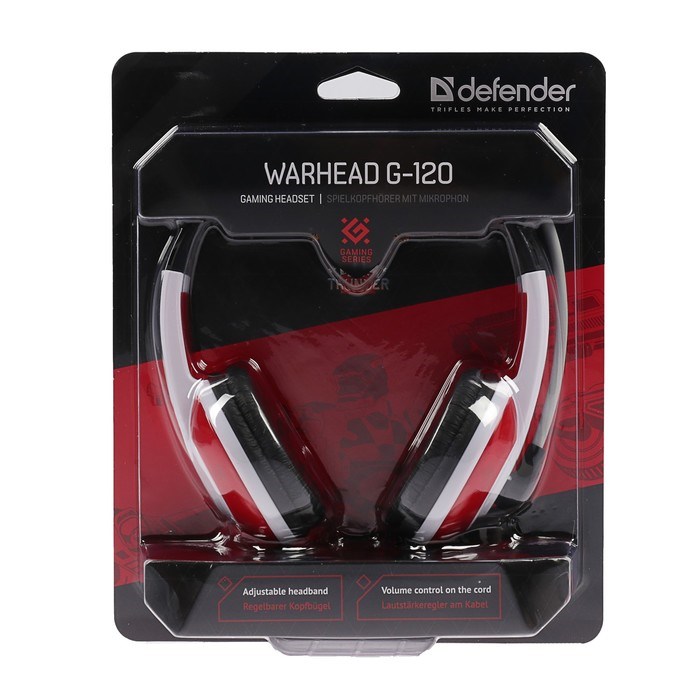 Наушники Defender Warhead G-120, игровые, полноразмерные, микрофон, 3.5мм, 2 м,черно-красные - фото 51364688 Наушники Defender Warhead G-120, игровые, полноразмерные, микрофон, 3.5мм, 2 м,черно-красные - фото 51364688