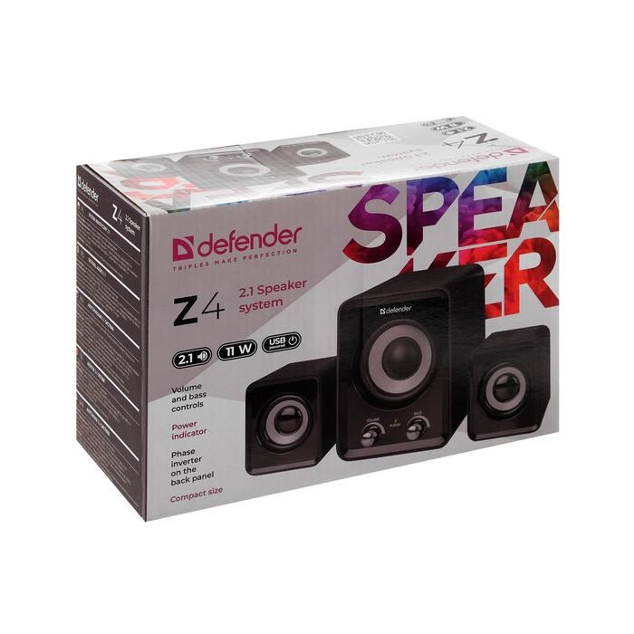 Компьютерные колонки 2.1 Defender Z4, 2х3 Вт + 5 Вт, USB, черные - фото 51364705 Компьютерные колонки 2.1 Defender Z4, 2х3 Вт + 5 Вт, USB, черные - фото 51364705