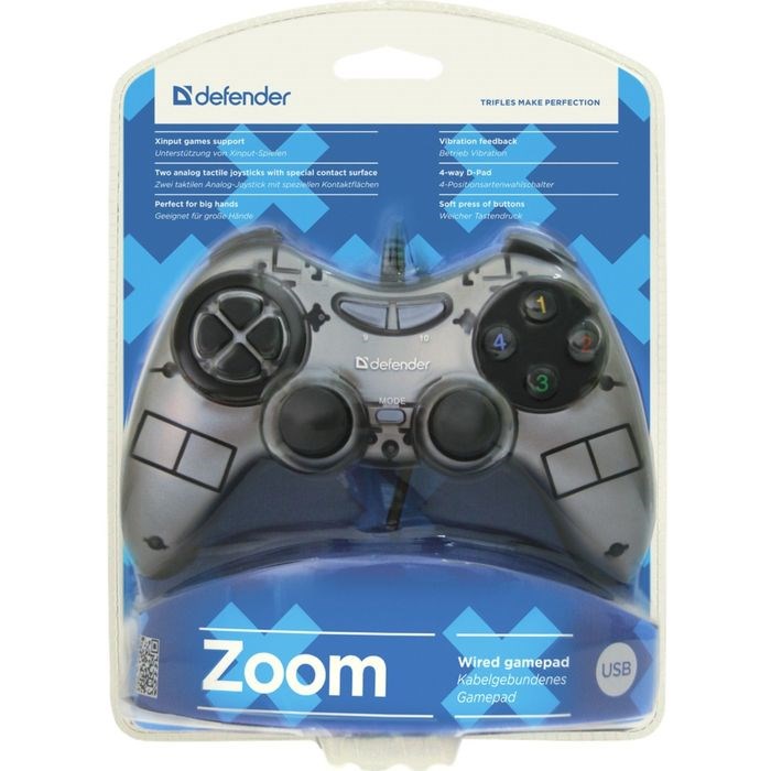 Геймпад Defender Zoom, Xinput, проводной, вибрация, для PC, USB, серо-черный - фото 51364714 Геймпад Defender Zoom, Xinput, проводной, вибрация, для PC, USB, серо-черный - фото 51364714