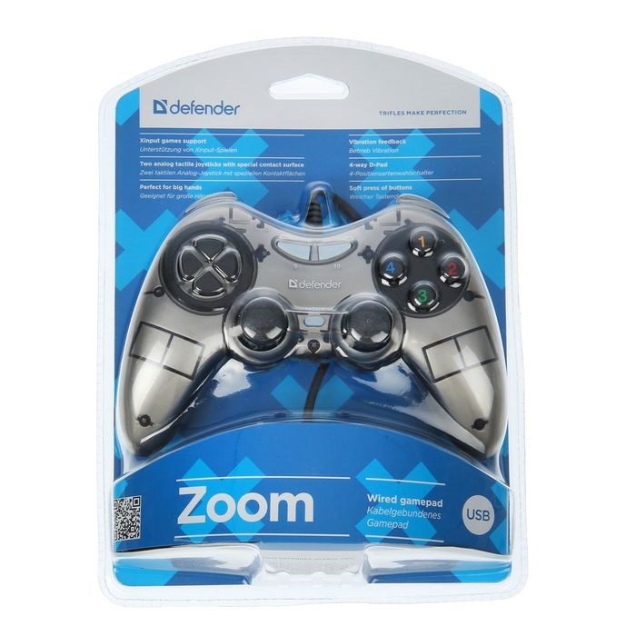 Геймпад Defender Zoom, Xinput, проводной, вибрация, для PC, USB, серо-черный - фото 51364715 Геймпад Defender Zoom, Xinput, проводной, вибрация, для PC, USB, серо-черный - фото 51364715