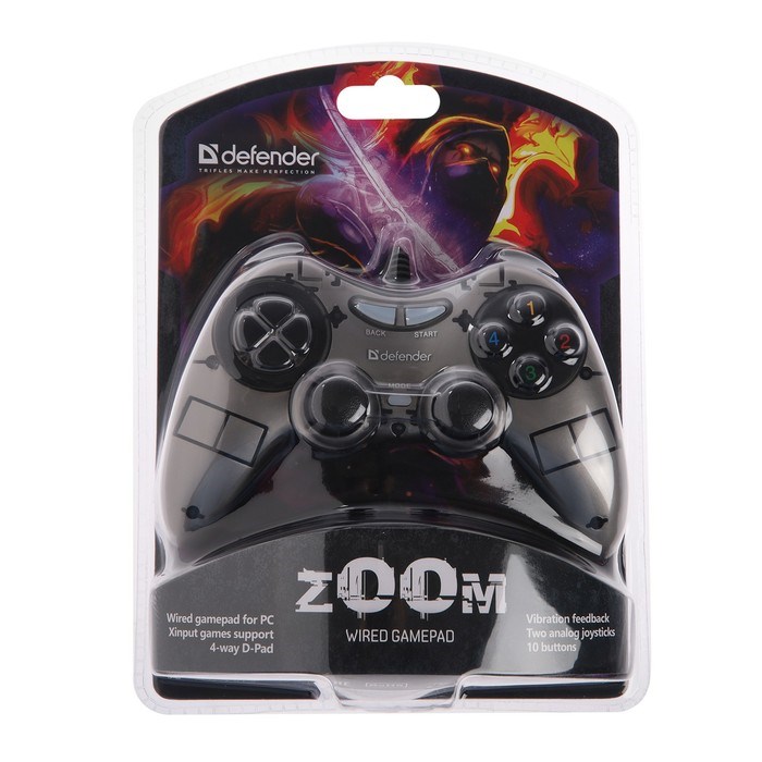 Геймпад Defender Zoom, Xinput, проводной, вибрация, для PC, USB, серо-черный - фото 51364717 Геймпад Defender Zoom, Xinput, проводной, вибрация, для PC, USB, серо-черный - фото 51364717