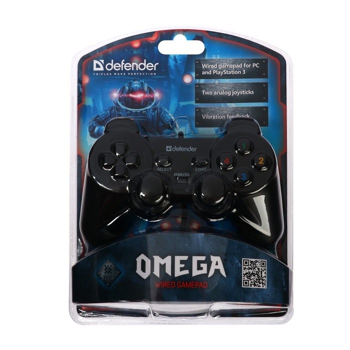 Геймпад Defender Omega USB, проводной, вибрация, для PC, USB, черный - фото 51364724 Геймпад Defender Omega USB, проводной, вибрация, для PC, USB, черный - фото 51364724