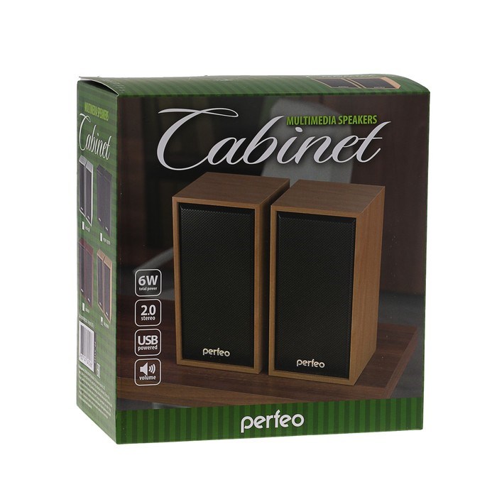 Компьютерные колонки 2.0 Perfeo CABINET PF-84, 2х3 Вт, USB, дерево - фото 51364744 Компьютерные колонки 2.0 Perfeo CABINET PF-84, 2х3 Вт, USB, дерево - фото 51364744