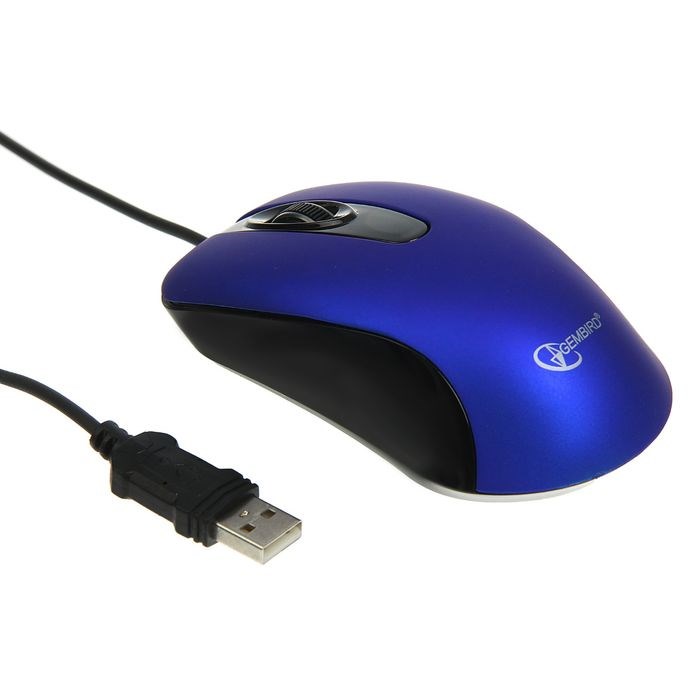 Мышь Gembird MOP-400, проводная, оптическая, бесшумная, 1000 dpi, USB, чёрно-синяя - фото 51364766 Мышь Gembird MOP-400, проводная, оптическая, бесшумная, 1000 dpi, USB, чёрно-синяя - фото 51364766