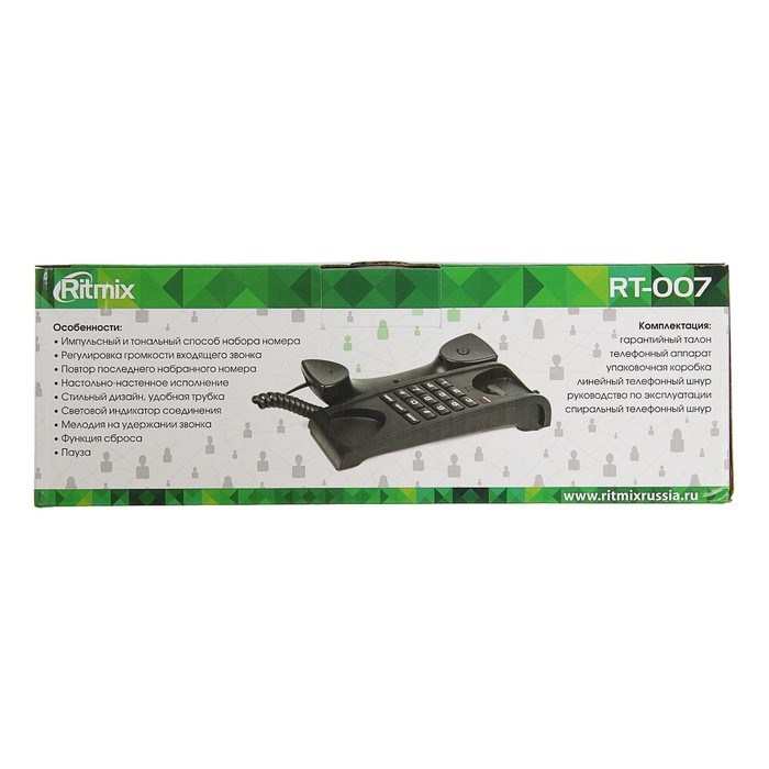 Проводной телефон Ritmix RT-007, настольно-настенный, стильный дизайн, черный - фото 51364798 Проводной телефон Ritmix RT-007, настольно-настенный, стильный дизайн, черный - фото 51364798