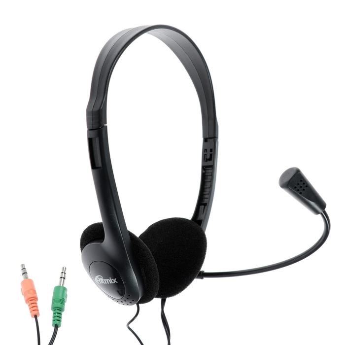 Наушники Ritmix RH-512M, компьютерные, микрофон, 105 дБ, 16 Ом, 3.5 мм, 1.8 м, черные - фото 51364936 Наушники Ritmix RH-512M, компьютерные, микрофон, 105 дБ, 16 Ом, 3.5 мм, 1.8 м, черные - фото 51364936