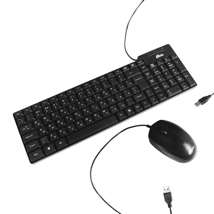 Комплект клавиатура и мышь Ritmix RKC-010, проводной, мембранный, 800 dpi, USB, черный - фото 51364973 Комплект клавиатура и мышь Ritmix RKC-010, проводной, мембранный, 800 dpi, USB, черный - фото 51364973