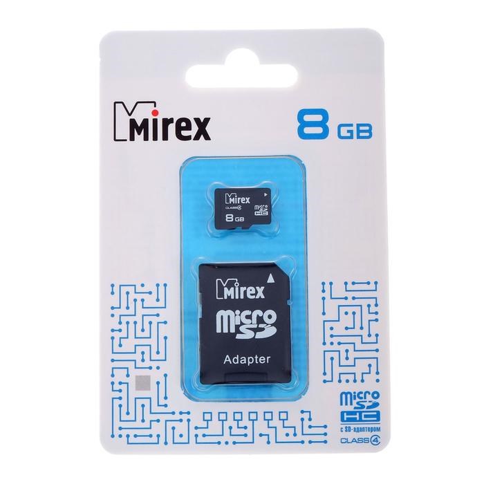 Карта памяти Mirex microSD, 8 Гб, SDHC, класс 4, с адаптером SD - фото 51365002 Карта памяти Mirex microSD, 8 Гб, SDHC, класс 4, с адаптером SD - фото 51365002