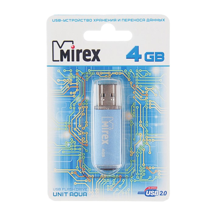 Флешка Mirex UNIT AQUA, 4 Гб, USB2.0, чт до 25 Мб/с, зап до 15 Мб/с, синяя - фото 51365026 Флешка Mirex UNIT AQUA, 4 Гб, USB2.0, чт до 25 Мб/с, зап до 15 Мб/с, синяя - фото 51365026