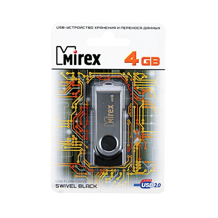 Флешка Mirex SWIVEL BLACK, 4 Гб, USB2.0, чт до 25 Мб/с, зап до 15 Мб/с, черная - фото 51365041 Флешка Mirex SWIVEL BLACK, 4 Гб, USB2.0, чт до 25 Мб/с, зап до 15 Мб/с, черная - фото 51365041