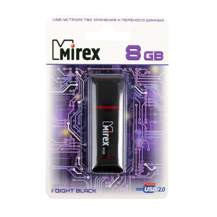 Флешка Mirex KNIGHT BLACK, 8 Гб, USB2.0, чт до 25 Мб/с, зап до 15 Мб/с, черная - фото 51365052 Флешка Mirex KNIGHT BLACK, 8 Гб, USB2.0, чт до 25 Мб/с, зап до 15 Мб/с, черная - фото 51365052