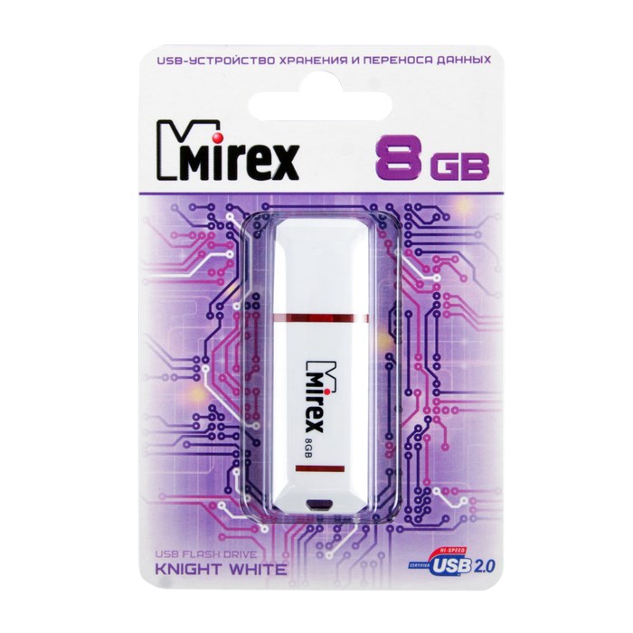 Флешка Mirex KNIGHT WHITE, 8 Гб, USB2.0, чт до 25 Мб/с, зап до 15 Мб/с, белая - фото 51365056 Флешка Mirex KNIGHT WHITE, 8 Гб, USB2.0, чт до 25 Мб/с, зап до 15 Мб/с, белая - фото 51365056