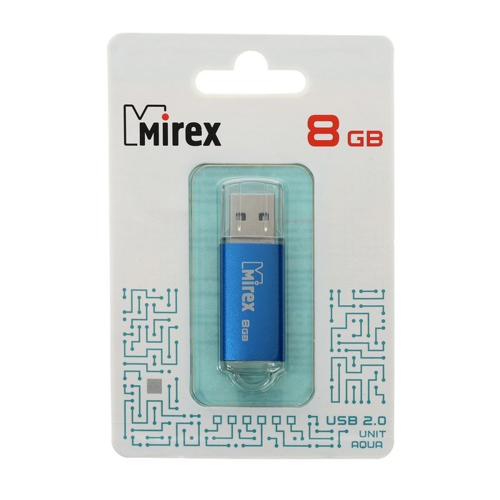 Флешка Mirex UNIT AQUA, 8 Гб, USB2.0, чт до 25 Мб/с, зап до 15 Мб/с, синяя - фото 51365065 Флешка Mirex UNIT AQUA, 8 Гб, USB2.0, чт до 25 Мб/с, зап до 15 Мб/с, синяя - фото 51365065