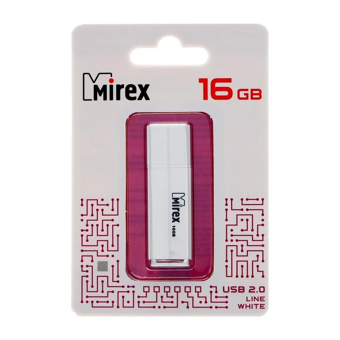 Флешка Mirex LINE WHITE, 16 Гб, USB2.0, чт до 25 Мб/с, зап до 15 Мб/с, белая - фото 51365081 Флешка Mirex LINE WHITE, 16 Гб, USB2.0, чт до 25 Мб/с, зап до 15 Мб/с, белая - фото 51365081