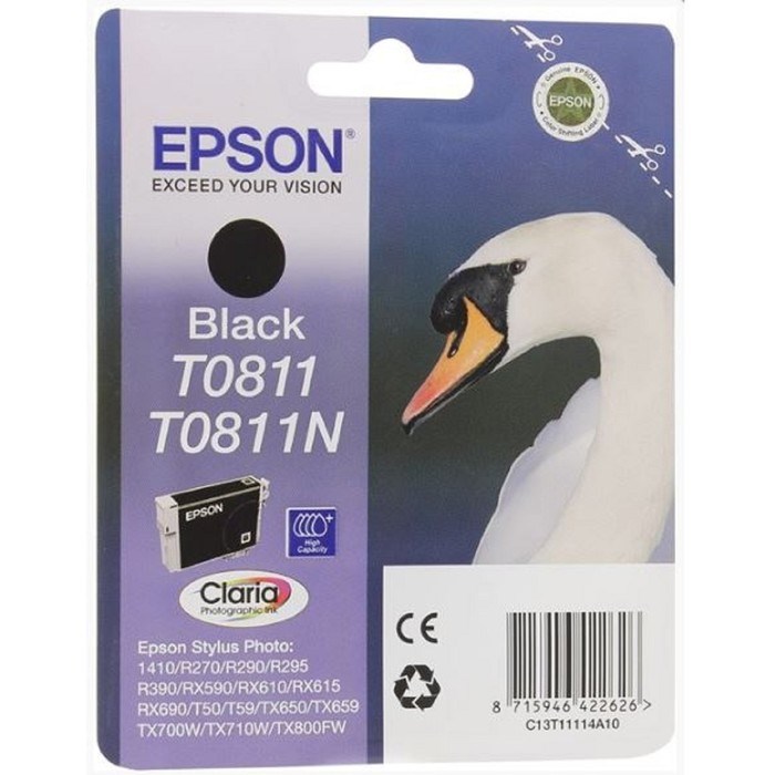 Картридж струйный Epson C13T11114A10/C13T0811 черный для Epson R270/290/RX590 - фото 51365453 Картридж струйный Epson C13T11114A10/C13T0811 черный для Epson R270/290/RX590 - фото 51365453
