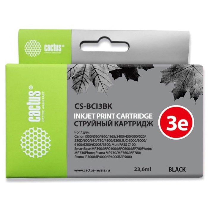 Картридж струйный Cactus CS-BCI3BK черный для Canon BJC-3000/6000/6100/6200/6200S/S400/S450/i560/i56 - фото 51365509 Картридж струйный Cactus CS-BCI3BK черный для Canon BJC-3000/6000/6100/6200/6200S/S400/S450/i560/i56 - фото 51365509