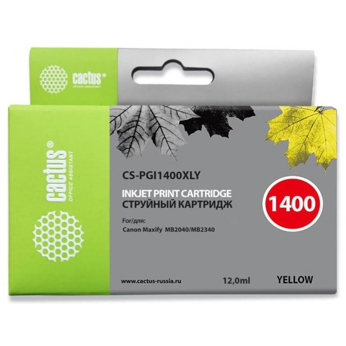 Картридж струйный Cactus CS-PGI1400XLY желтый для Canon MB2050/MB2350/MB2040/MB2340 (11.5мл) 17252 - фото 51365522 Картридж струйный Cactus CS-PGI1400XLY желтый для Canon MB2050/MB2350/MB2040/MB2340 (11.5мл) 17252 - фото 51365522