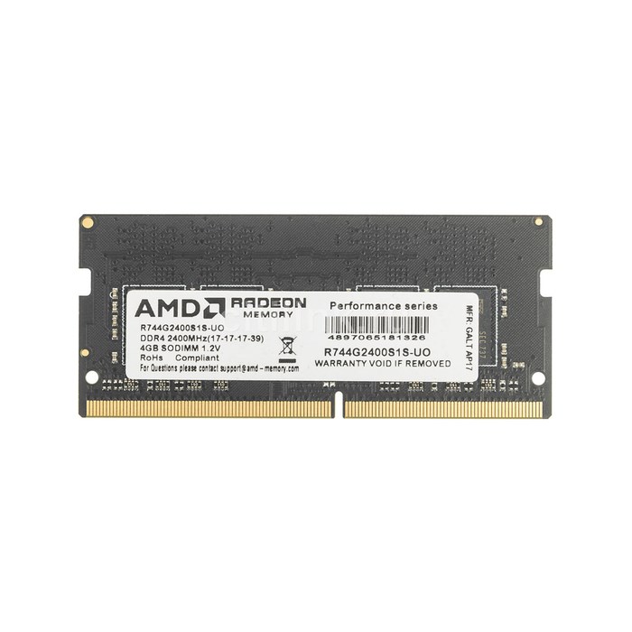 Память DDR4 4Gb 2400MHz AMD R744G2400S1S-UO OEM PC4-19200 CL16 SO-DIMM 260-pin 1.2В - фото 51365955 Память DDR4 4Gb 2400MHz AMD R744G2400S1S-UO OEM PC4-19200 CL16 SO-DIMM 260-pin 1.2В - фото 51365955