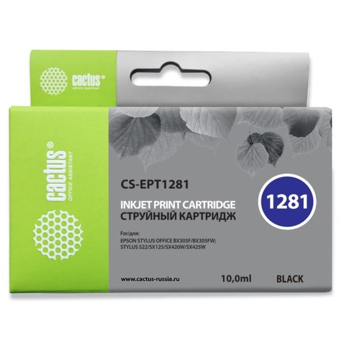 Картридж струйный Cactus CS-EPT1281 черный для Epson Stylus S22/S125/SX420/SX425/Office BX305 (10мл) - фото 51366126 Картридж струйный Cactus CS-EPT1281 черный для Epson Stylus S22/S125/SX420/SX425/Office BX305 (10мл) - фото 51366126