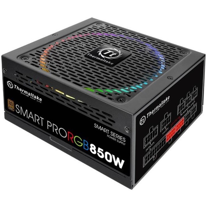 Блок питания Thermaltake ATX 850W SMART PRO RGB 80+ bronze APFC 140mm color LED 9xSATA RTL - фото 51366452 Блок питания Thermaltake ATX 850W SMART PRO RGB 80+ bronze APFC 140mm color LED 9xSATA RTL - фото 51366452