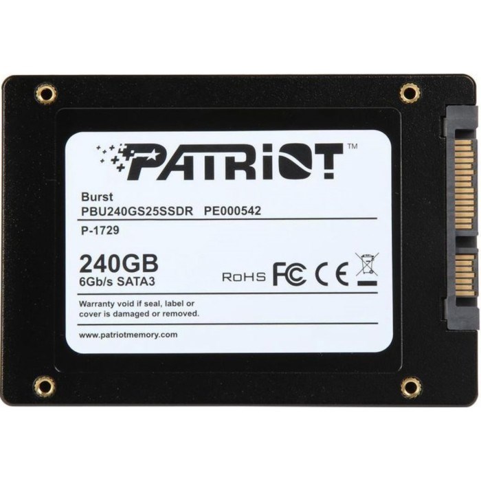 Накопитель SSD Patriot SATA III PBU240GS25SSDR Burst 240Gb 2.5" - фото 51366468 Накопитель SSD Patriot SATA III PBU240GS25SSDR Burst 240Gb 2.5" - фото 51366468