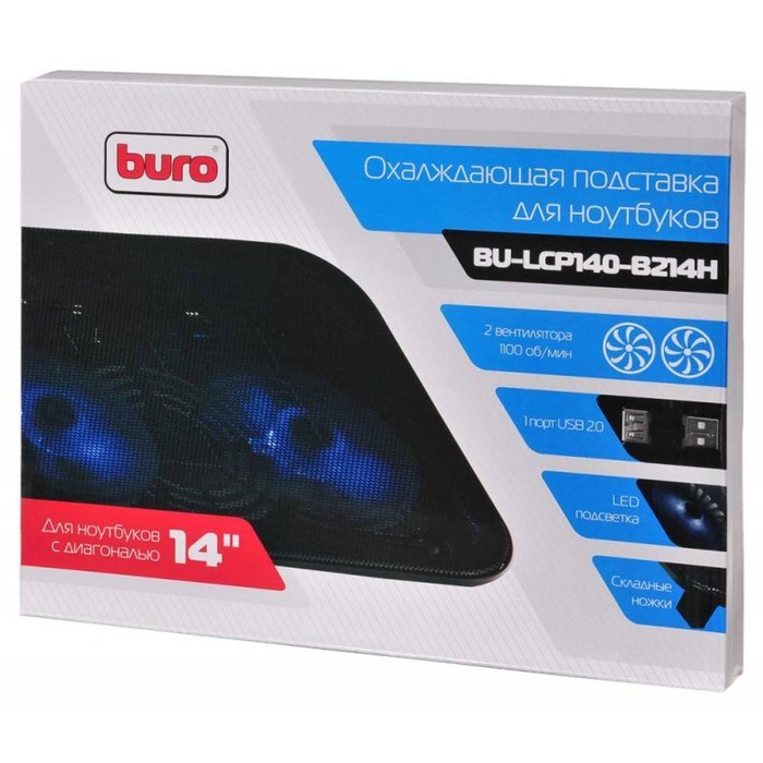 Подставка для ноутбука Buro BU-LCP140-B214H 14" 1xUSB 2x 140ммFAN черная - фото 51366574 Подставка для ноутбука Buro BU-LCP140-B214H 14" 1xUSB 2x 140ммFAN черная - фото 51366574