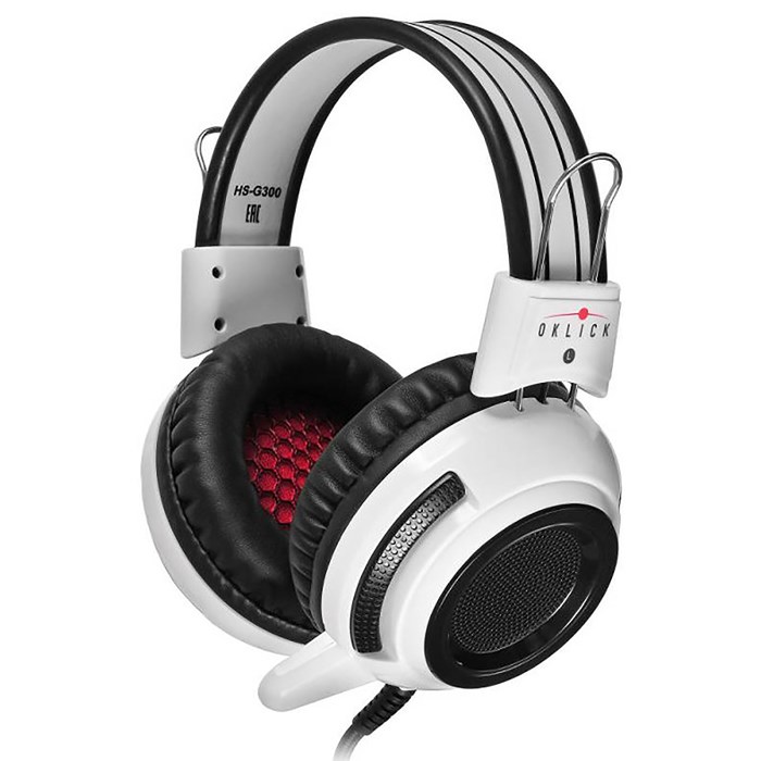 Наушники с микрофоном Oklick HS-G300 ARMAGEDDON, 2.3м, мониторы, оголовье, цвет белый-черный - фото 51366621 Наушники с микрофоном Oklick HS-G300 ARMAGEDDON, 2.3м, мониторы, оголовье, цвет белый-черный - фото 51366621