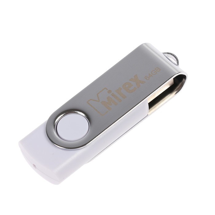 Флешка Mirex SWIVEL WHITE, 64 Гб, USB2.0, чт до 25 Мб/с, зап до 15 Мб/с, белый-серый - фото 51366972 Флешка Mirex SWIVEL WHITE, 64 Гб, USB2.0, чт до 25 Мб/с, зап до 15 Мб/с, белый-серый - фото 51366972
