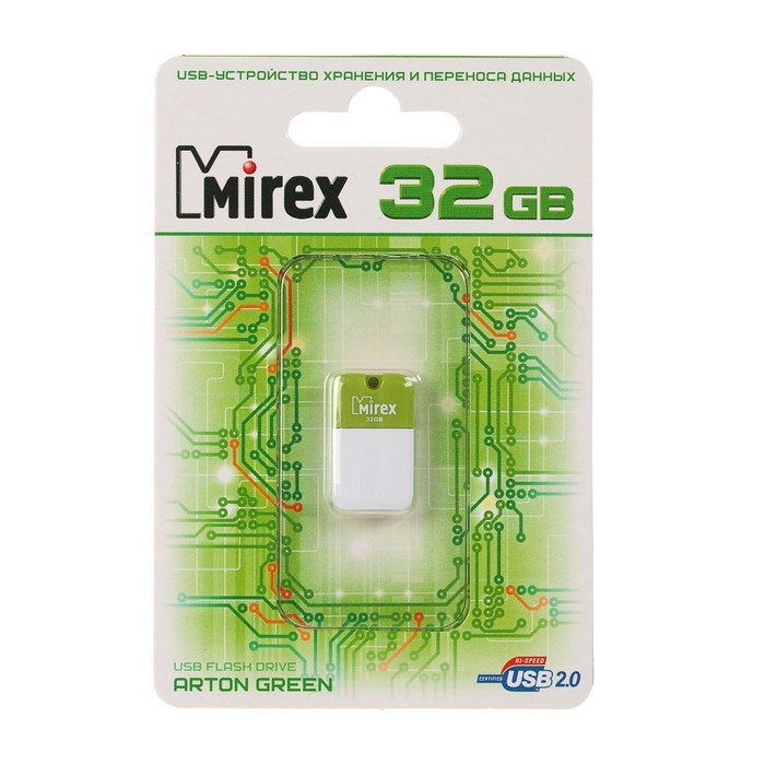 Флешка Mirex ARTON GREEN, 32 Гб, USB2.0, чт до 25 Мб/с, зап до 15 Мб/с, белая-зеленая - фото 51367026 Флешка Mirex ARTON GREEN, 32 Гб, USB2.0, чт до 25 Мб/с, зап до 15 Мб/с, белая-зеленая - фото 51367026
