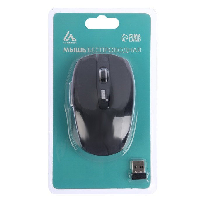 Мышь Luazon MB-1.1, беспроводная, оптическая, 3200 dpi, от 2 батареек, USB, чёрная - фото 51367041 Мышь Luazon MB-1.1, беспроводная, оптическая, 3200 dpi, от 2 батареек, USB, чёрная - фото 51367041
