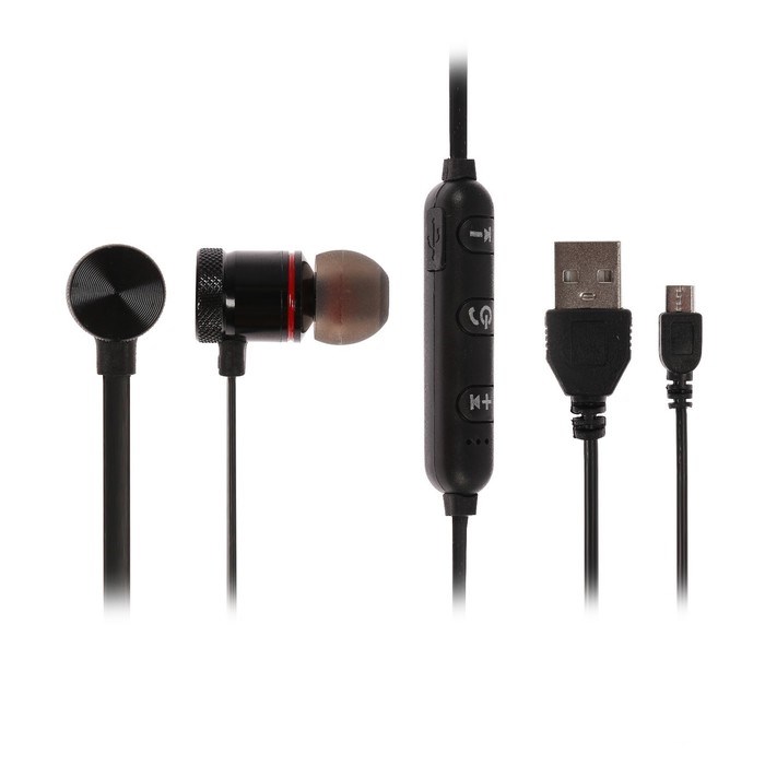 Наушники спортивные беспроводные, магнитные, Luazon VBT 1.6, вакуумные, Bluetooth 4.1, с микрофоном, 90 мАч, металлический корпус, чёрные - фото 51367054 Наушники спортивные беспроводные, магнитные, Luazon VBT 1.6, вакуумные, Bluetooth 4.1, с микрофоном, 90 мАч, металлический корпус, чёрные - фото 51367054