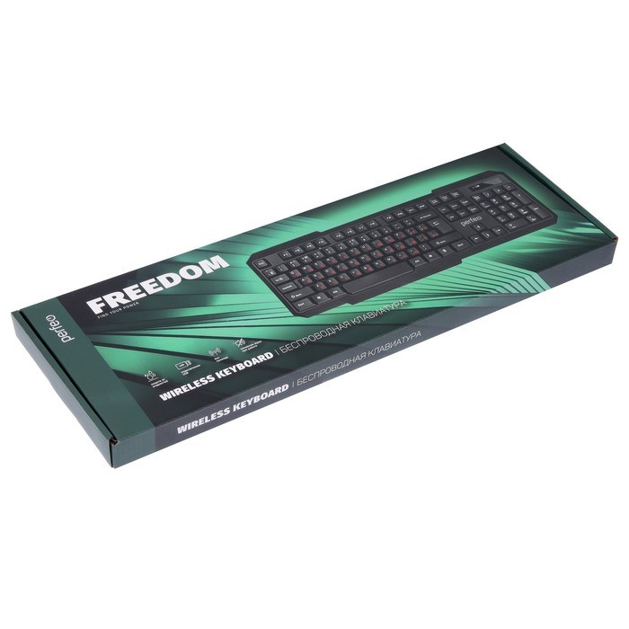 Клавиатура Perfeo FREEDOM PF-5191, беспроводная, мембранная, USB, 1xAA (нет в компл), чёрная - фото 51367131 Клавиатура Perfeo FREEDOM PF-5191, беспроводная, мембранная, USB, 1xAA (нет в компл), чёрная - фото 51367131