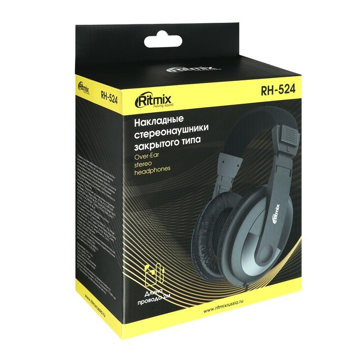 Наушники Ritmix RH-524, полноразмерные, проводные, Jack 3.5 мм, 2 м, 99 дБ, 32 Ом, черные - фото 51367187 Наушники Ritmix RH-524, полноразмерные, проводные, Jack 3.5 мм, 2 м, 99 дБ, 32 Ом, черные - фото 51367187