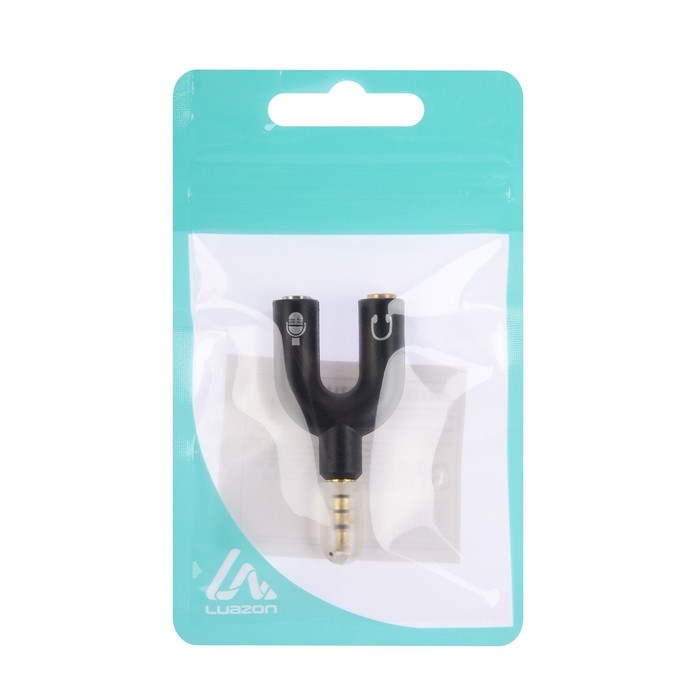 Разветвитель LuazON, Jack 3.5 мм (4pin)(m)-2xJack 3.5 (3 pin)(f), для микро и наушников - фото 51367227 Разветвитель LuazON, Jack 3.5 мм (4pin)(m)-2xJack 3.5 (3 pin)(f), для микро и наушников - фото 51367227