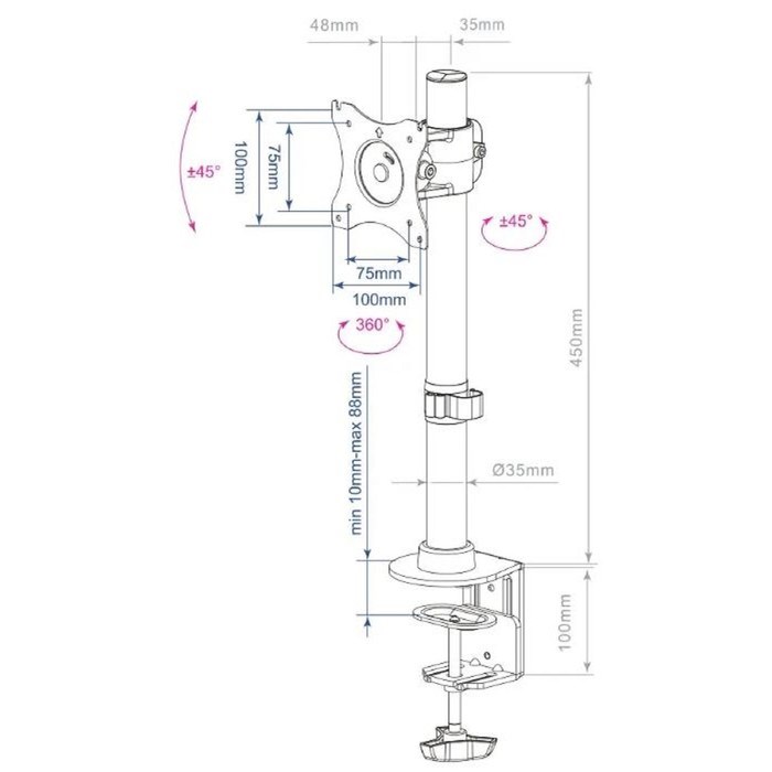 Кронштейн ARM Media LCD-T41, для 1-го монитора, наклонно-поворотный,15"-32",до 10 кг,черный - фото 51367298 Кронштейн ARM Media LCD-T41, для 1-го монитора, наклонно-поворотный,15"-32",до 10 кг,черный - фото 51367298