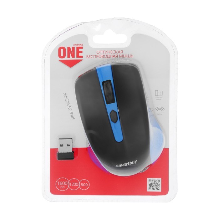 Мышь Smartbuy ONE 352, беспроводная, оптическая, 1600 dpi, 2xAAA (не в компл), сине-чёрная - фото 51367342 Мышь Smartbuy ONE 352, беспроводная, оптическая, 1600 dpi, 2xAAA (не в компл), сине-чёрная - фото 51367342